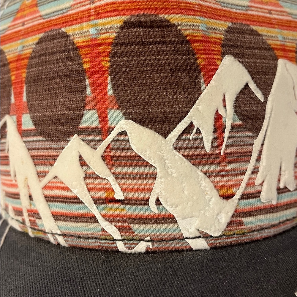 Pistil Gray Orange Teal White Mountains Trucker Hat - Picture 7 of 7